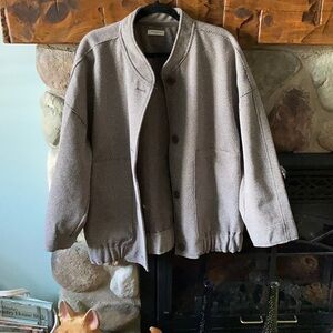 Wool-Blend Taupe Women's Coat Jacket